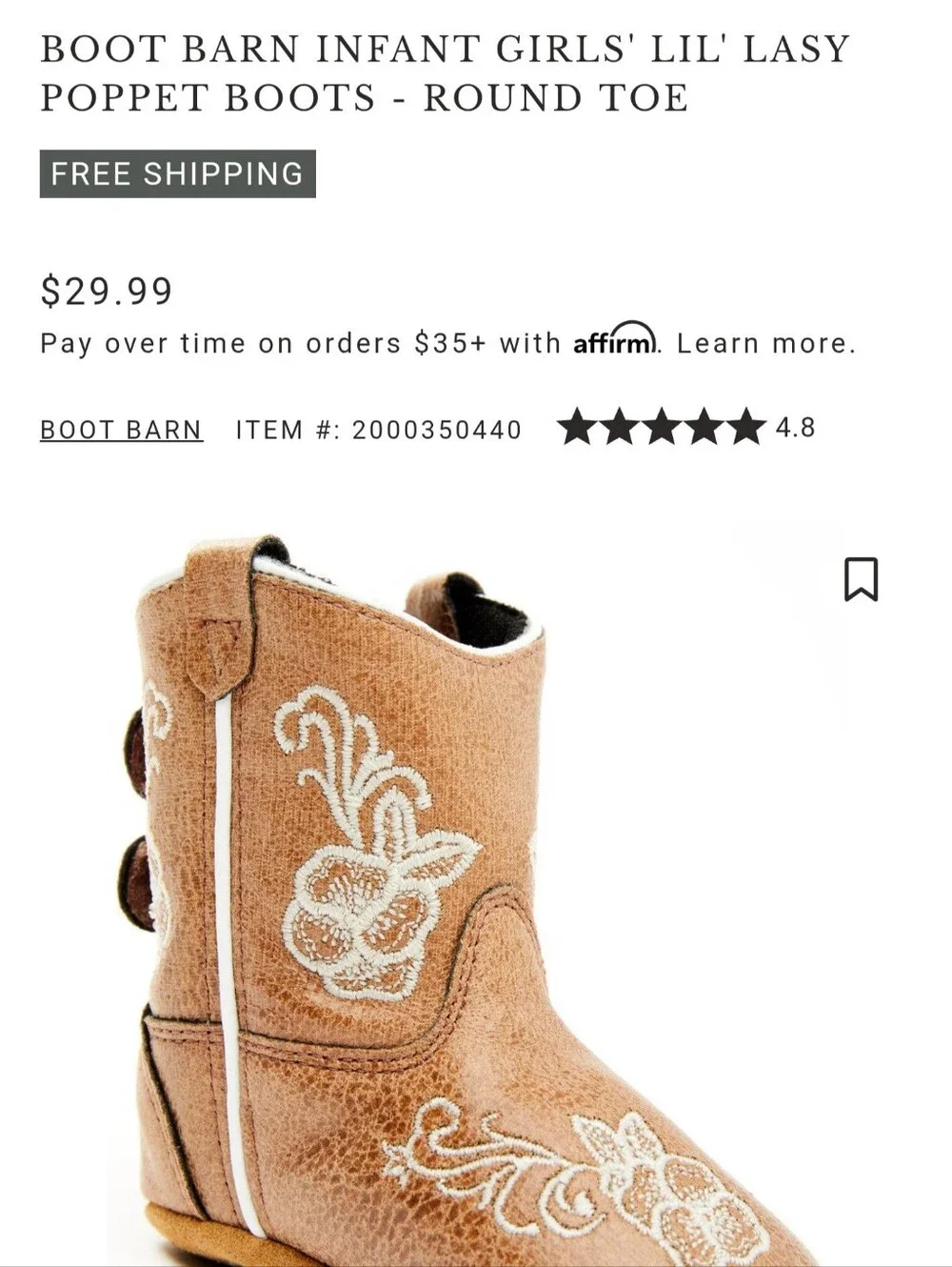 Toddler Brown Embroidered Western Boots